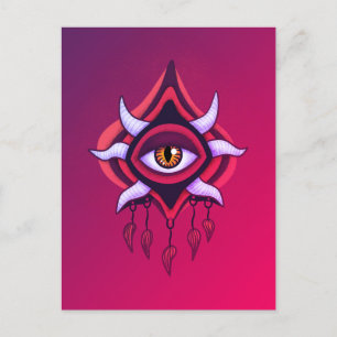 Lila Demon Öga - Gothic Occult Art Vykort