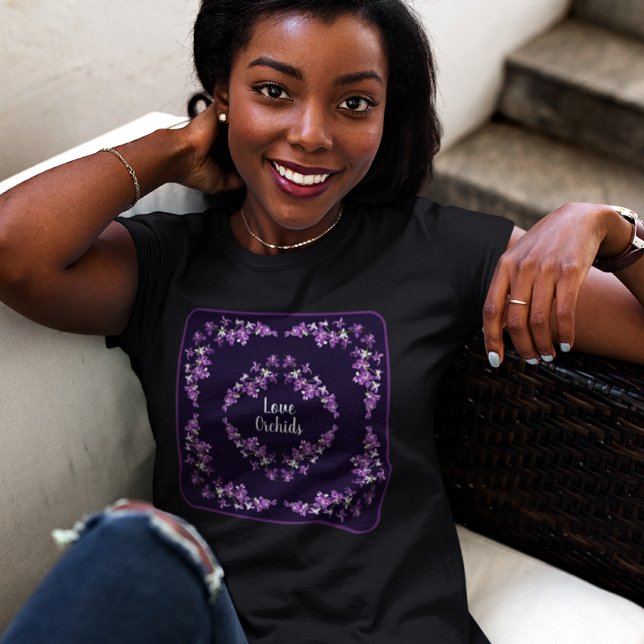 Lila Dendrobium Orchids Motif T Shirt (Skapare uppladdad)