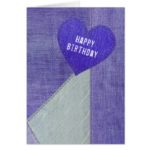 Lila Denim Heart Hälsningskort