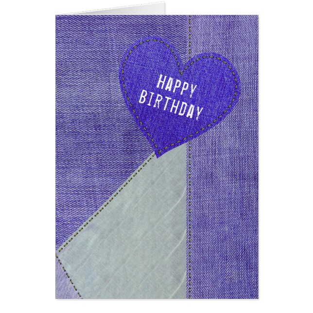 Lila Denim Heart Hälsningskort (Framsidan)