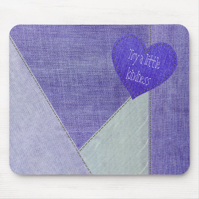 Lila Denim Heart med citattmusknapp Musmatta (Framsidan)