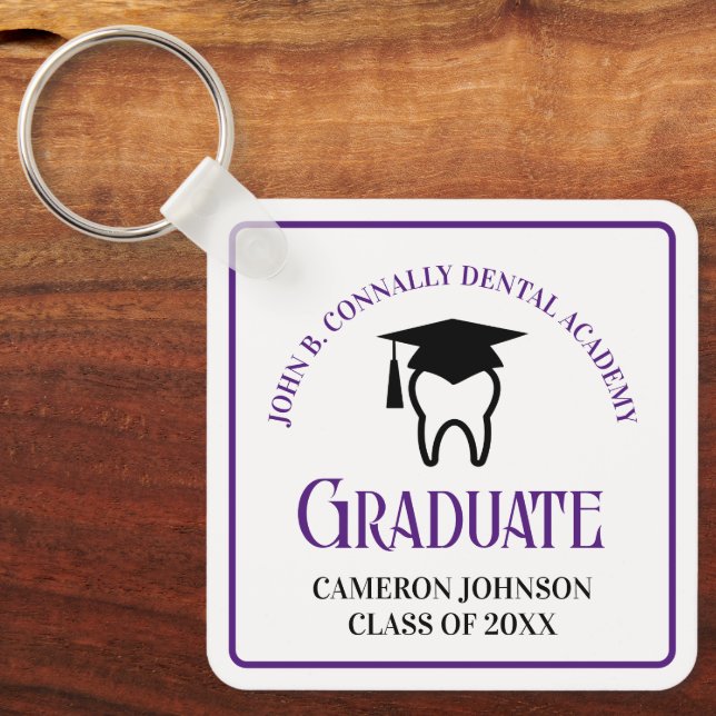Lila Dental School Anpassningsbar Studenten Gift Nyckelring (Framsida)