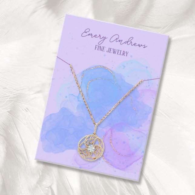 Lila Designer Jewelry Necklace Holder Visning Visitkort (Skapare uppladdad)