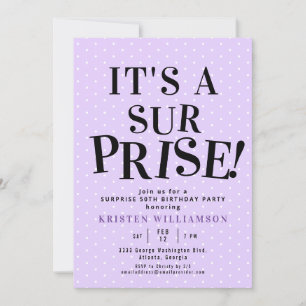 Lila Det är en överraskning 50:e födelsedagen Inbjudningar