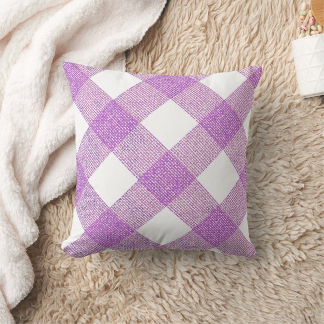 Lila Diagonal Buffalo Checkered Dekorativ kudde (Filt)
