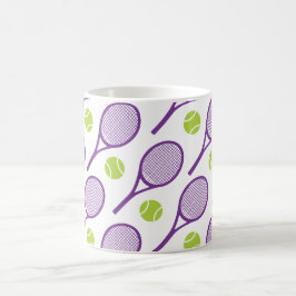 Lila diagonala tennisracketar kaffemugg