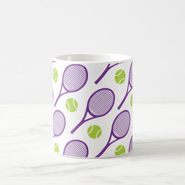 Lila diagonala tennisracketar kaffemugg (Center)