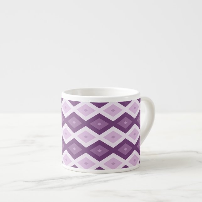 Lila diamant mönster espressomugg (Framsida höger)