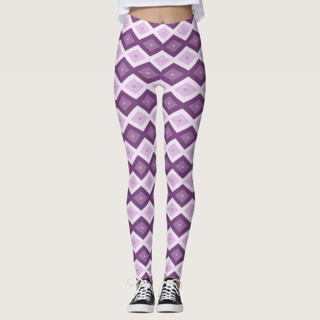 Lila diamant mönster leggings (Framsida)