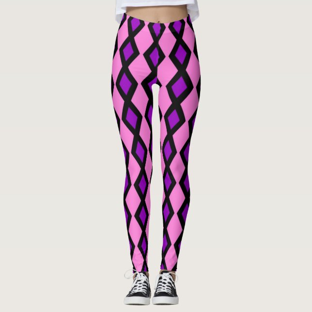 lila diamantbalkar leggings (Framsida)