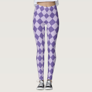 Lila diamantmönster med schackrutemönster leggings