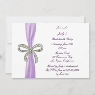 Lila Diamond Bow Bachelorette-partiets inbjudan