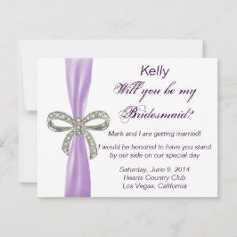 Lila Diamond Bow Bröllop Bridesmaid Card Inbjudningar
