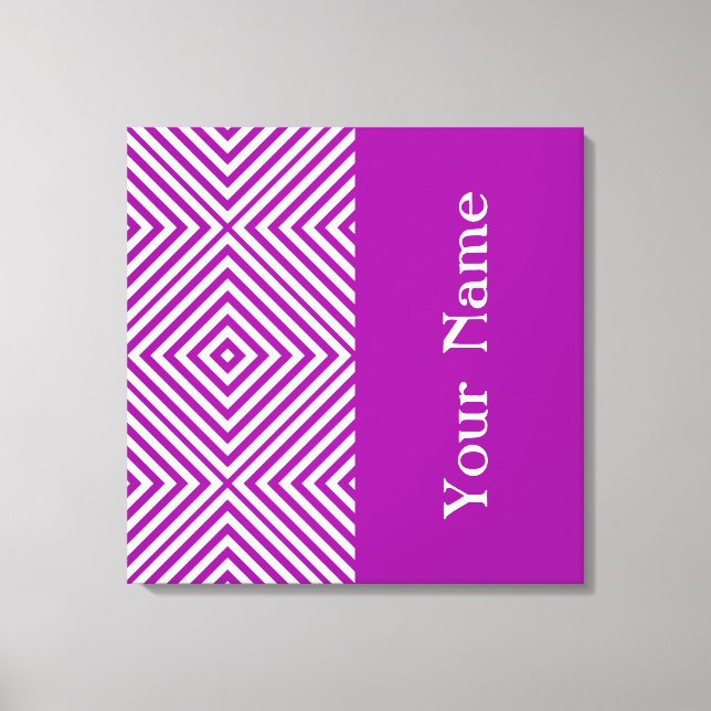 Lila Diamond Chevron w/ namn @ Emporiomoffa Canvastryck (Framsida)