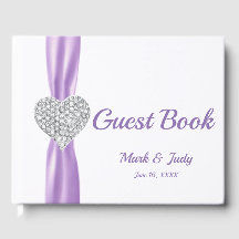 Lila Diamond Heart Bröllop Guestbook