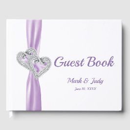 Lila Diamond Hearts Bröllop Guestbook Gästböcker