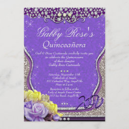 Lila Diamond Quinceañera och Sweet 16 Inbjudningar