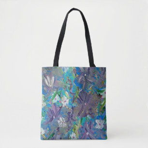 Lila Dimma Blommigt Tote Bag Tygkasse