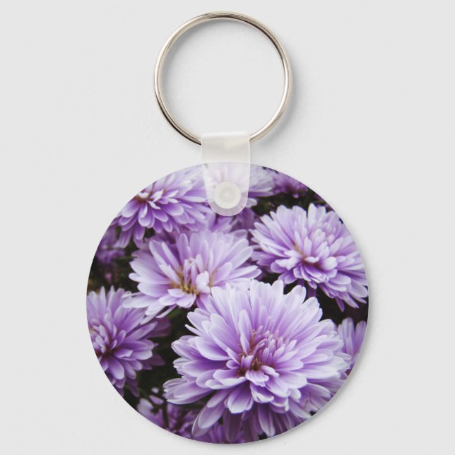 Lila Dimma Chrysanthemums Nyckelring (Framsida)