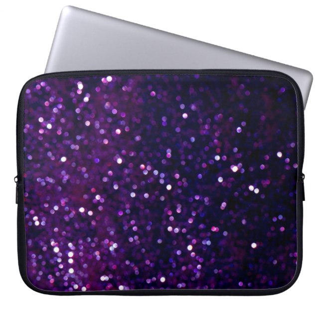 Lila Dimma: Glitter Ljus Laptop Fodral (Framsidan)