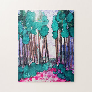 Lila Dimma med Gräs Puzzle Pussel