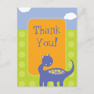 Lila Dinosaur Birthday med Dots Tack Vykort