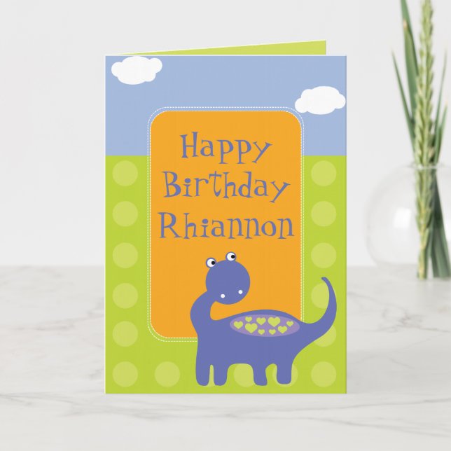 Lila Dinosaur Birthday med punkter Kort (Framsida)
