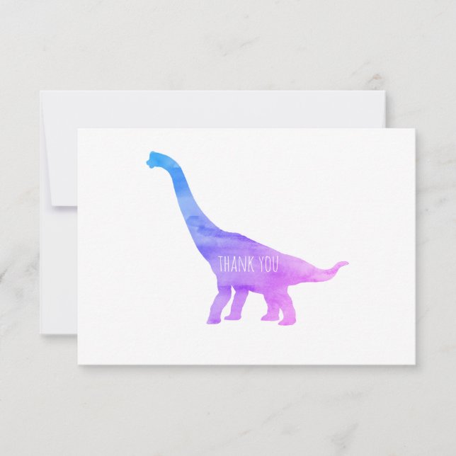 Lila Dinosaur Brachiosaurus Platt tackkort Tack Kort (Framsida)
