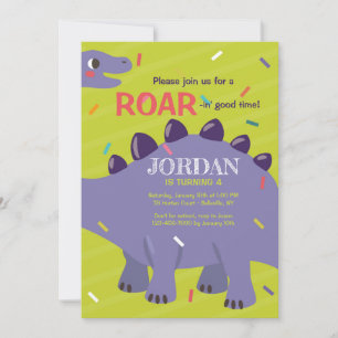 Lila dinosaur inbjudan