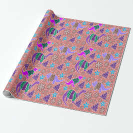Lila Dinosaur-julomslutning papper Presentpapper