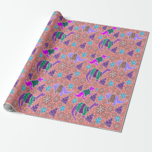 Lila Dinosaur-julomslutning papper Presentpapper