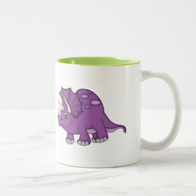 Lila Dinosaur+Personalize Namn Två-Tonad Mugg (Höger)