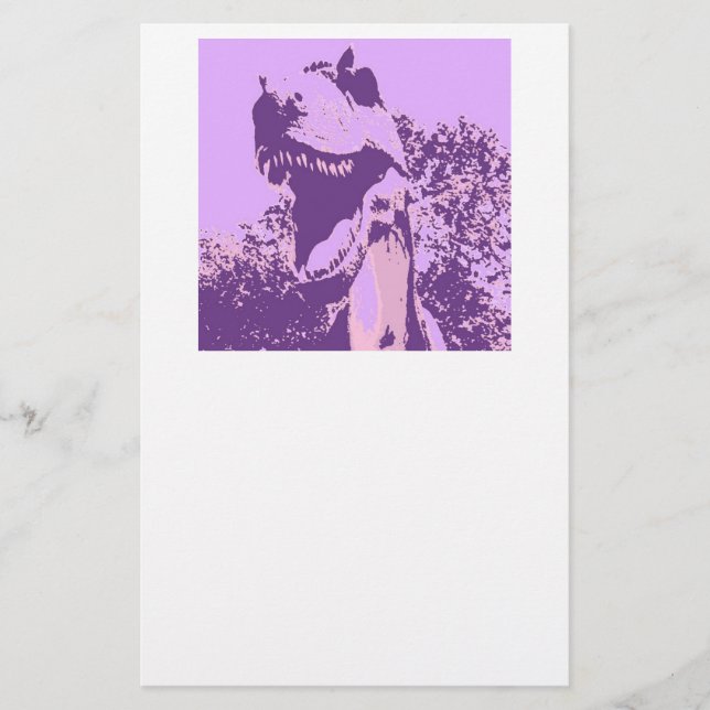 Lila Dinosaur T-Rex Brevpapper (Framsida)