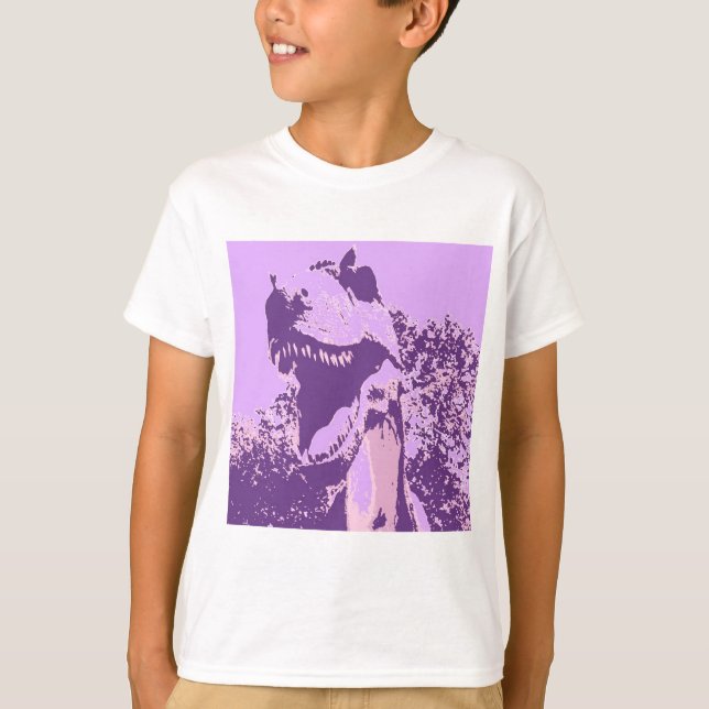 Lila Dinosaur T-Rex Tee Shirt (Framsida)