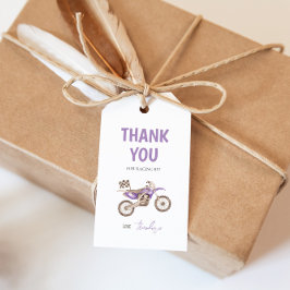 Lila Dirt Bike Girl Birthday Gift Märkre Presentetikett
