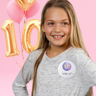 Lila Disco Boll Dubbla Digit Birthday Clothes Knapp