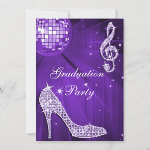 Lila Disco Boll Gnistra Heels Studenten Inbjudningar