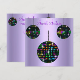 LILA DISCOBALL SWEET SIXTEEN PARTY-INBJUDAN INBJUDNINGAR