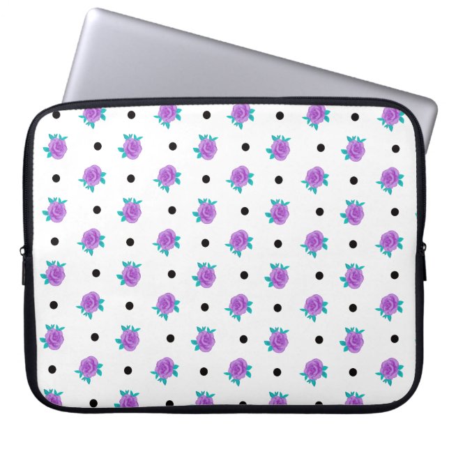 Lila Ditsy Ro Laptop sleeve (Framsidan)