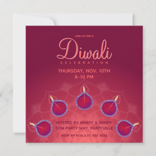 Lila Diyas på Rangoli Inbjudningar