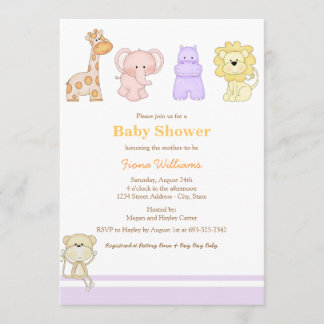 Lila djungelbarn Baby Shower-inbjudan Inbjudningar