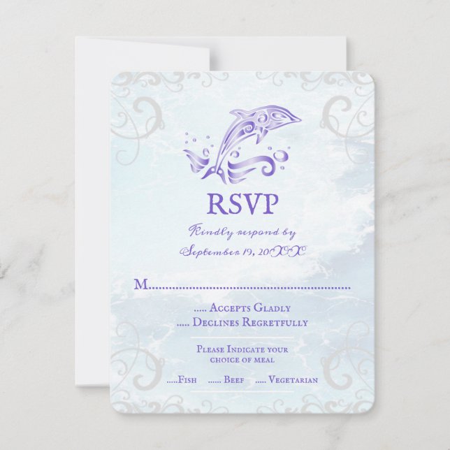 Lila Dolphin Bröllop OSA Card (Framsida)