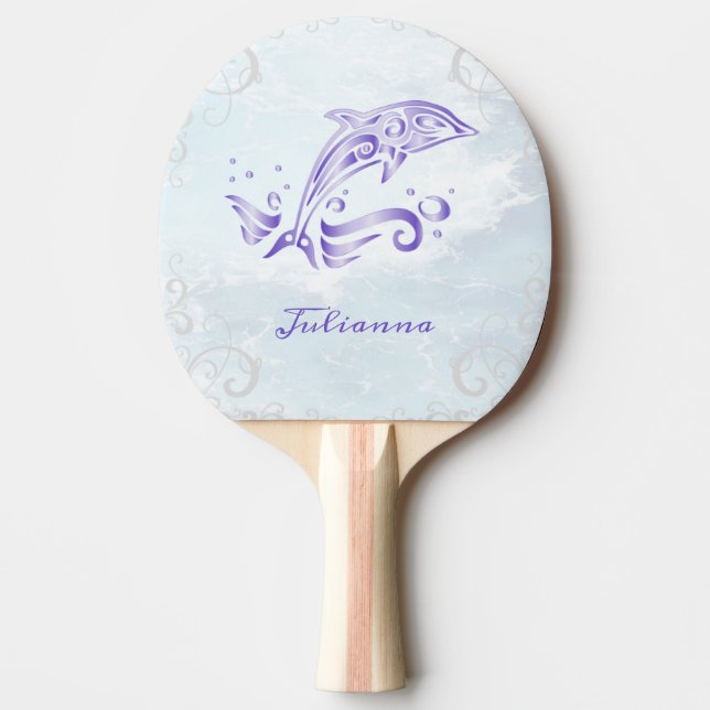 Lila Dolphin Personlig Ping Pong Paddle Pingisracket (Framsidan)