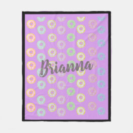 Lila Donut Anpassat namn Medium Fleece Blanket
