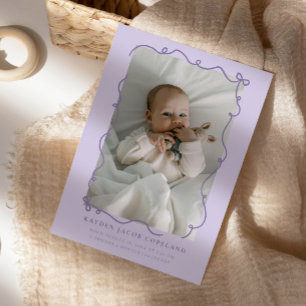 Lila Doodle Bows Ram Birth Announcement Photo Meddelande