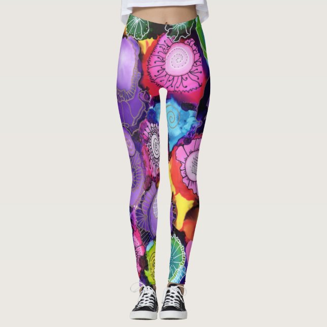 Lila Doodle Leggings (Framsida)