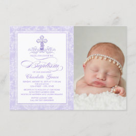 Lila dopinvitation med foto inbjudningar