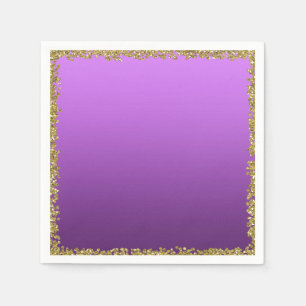 Lila doppad guld glitter glam gnista fest pappersservett