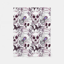 lila döskallar, fladdermus och spindlar