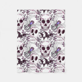 lila döskallar, fladdermus och spindlar fleecefilt